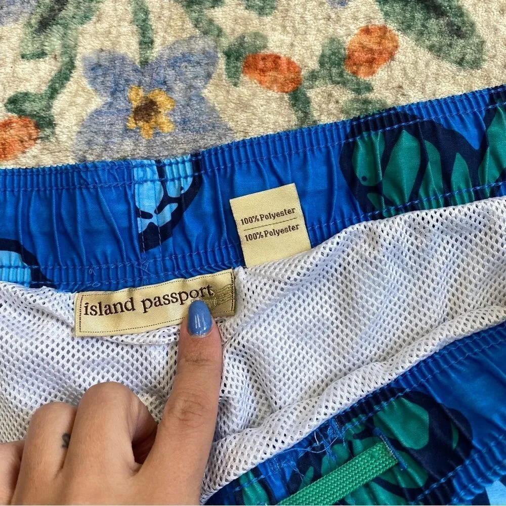 Island Passport Turtle Print Swim Trunks Size 4XL